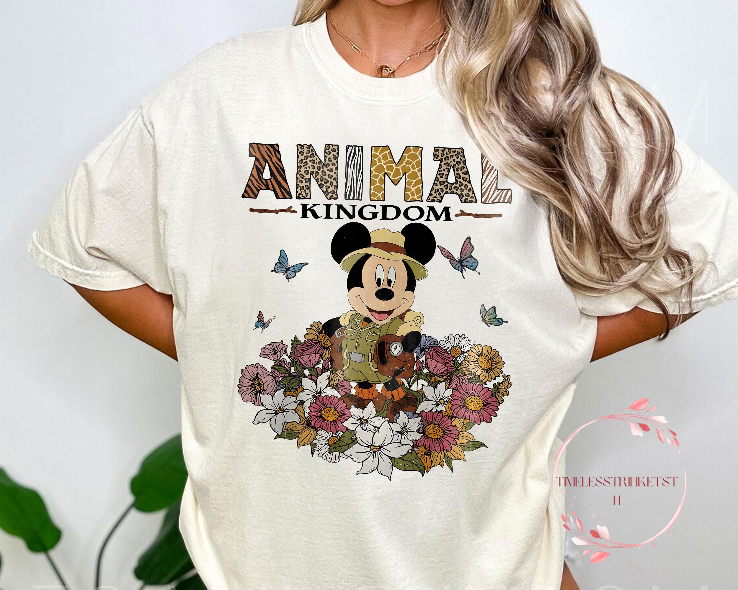 ディズニーTシャツアニマルキングダムミッキー総柄サファリ90s L