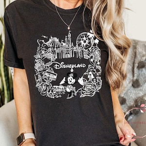 Vintage Disneyland Sketch Minnie Tee | Retro Disney Castle Shirt | Comfort Colors Shirt | Disneyland Gift for Her | Park Outfit Idea