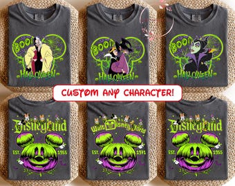 Disney Villains Halloween Shirt | Cruella Evil Queen Maleficent Tee | 2-Sided Retro Pumpkin Design | Comfort Colors Spooky Shirt