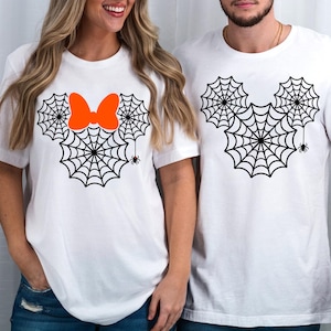 Disney Halloween Spider Web Shirts – Matching Mickey & Minnie Couple Tees