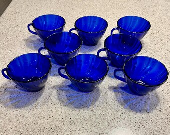 Set of 8 Duralex Cobalt blue Cups