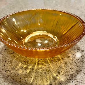 Jeanette Iris Herringbone Iridescent Depression Glass Small Bowl
