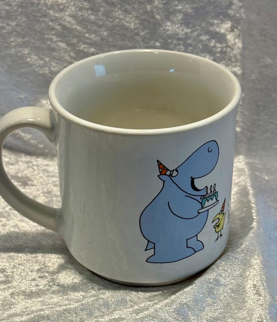 Vintage Sandra Boynton "Hippo Birdie Two Ewes" coffee mug produced by Recycled Paper Products