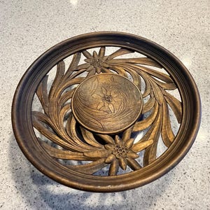 Vintage  musical, hand-carved wooden serving plate.