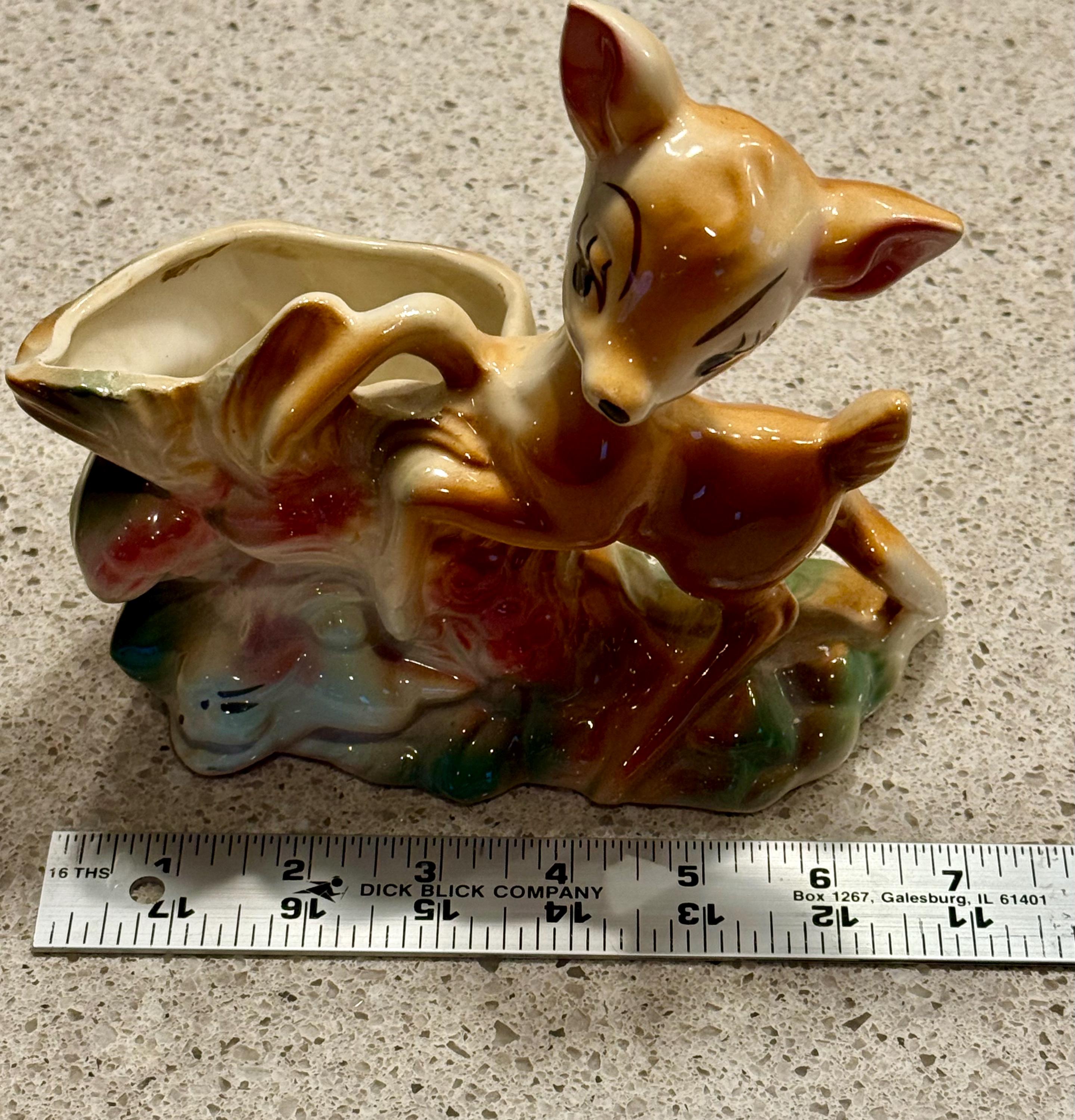 Vintage Ceramic Planter Featuring Bambi From the 1942 Disney Movie