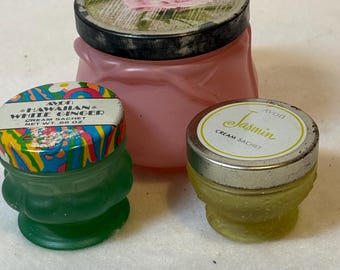 These are vintage Avon Cream Sachet jars, popular from the 1960s through the 1970s