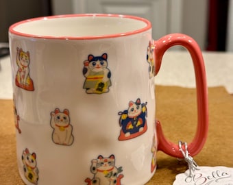 Strawberry Street Chinese New Year. Bella Maneki Neko (Lucky Cat) ceramic mug.