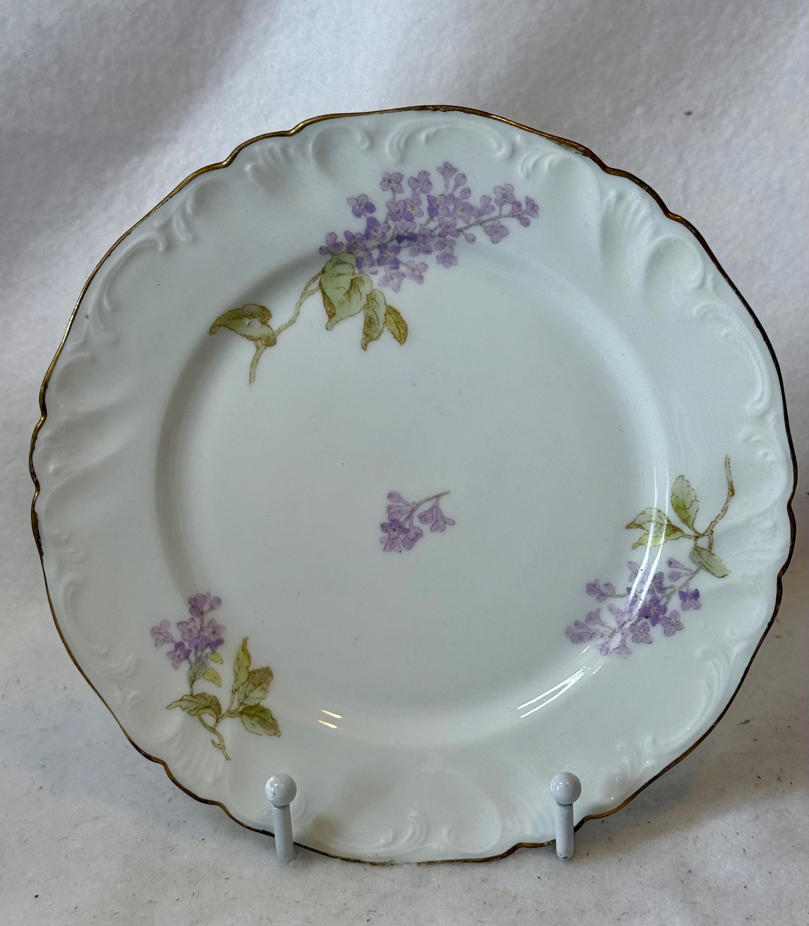 Antique Purple Floral Decorative Plates - Etsy Vintage White Porcelain Serving Platter with Purple Floral Decal and Gold Trim display picture 1
