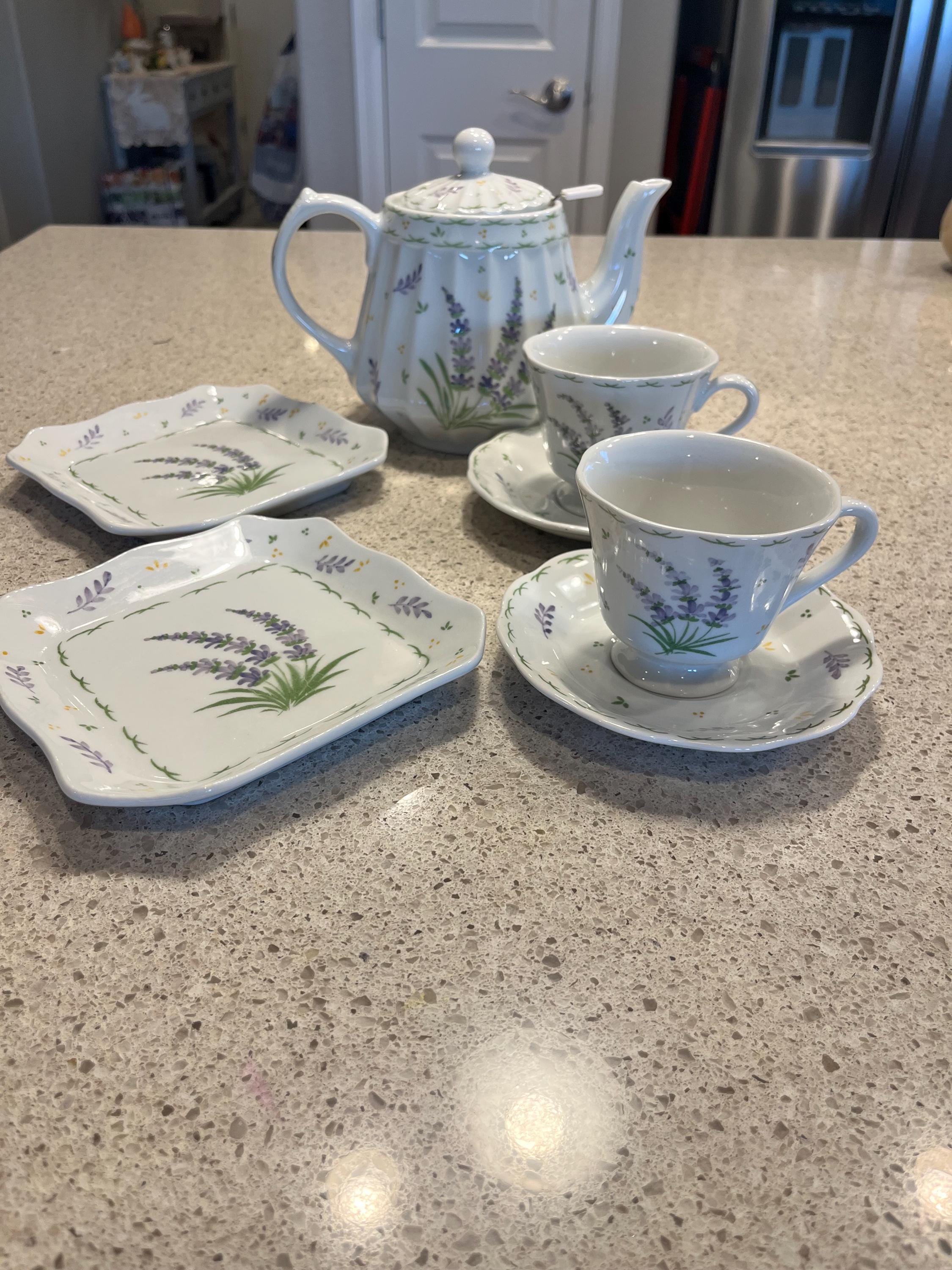 Andrea by Sadek Lavender Flower Tea Set, - Etsy