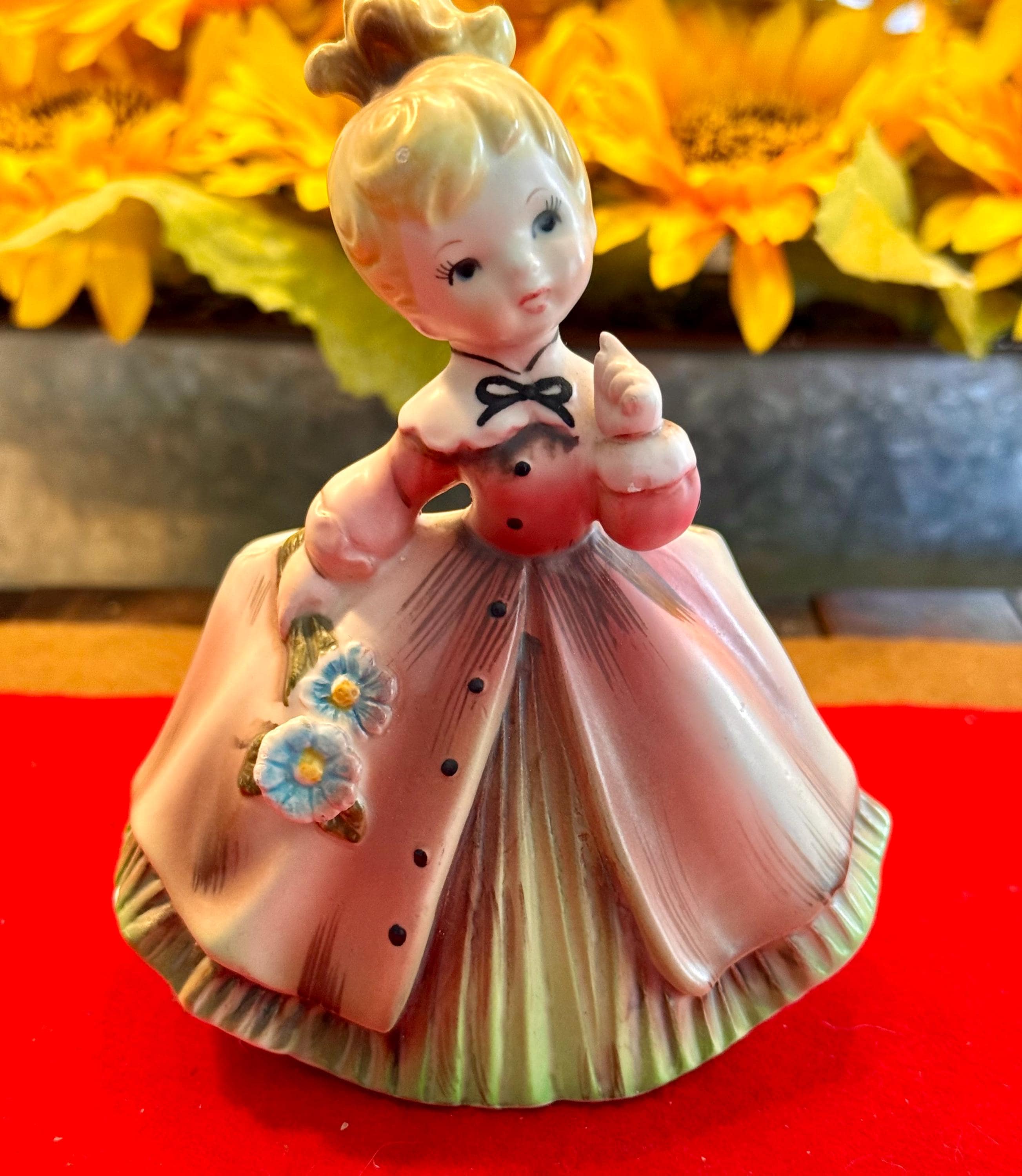 Vintage INARCO LITTLE GIRL With Blue Flowers Ceramic Planter