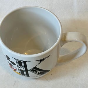 Disney Mickey Mouse collectible coffee mug featuring a large monogrammed letter 'K image 4