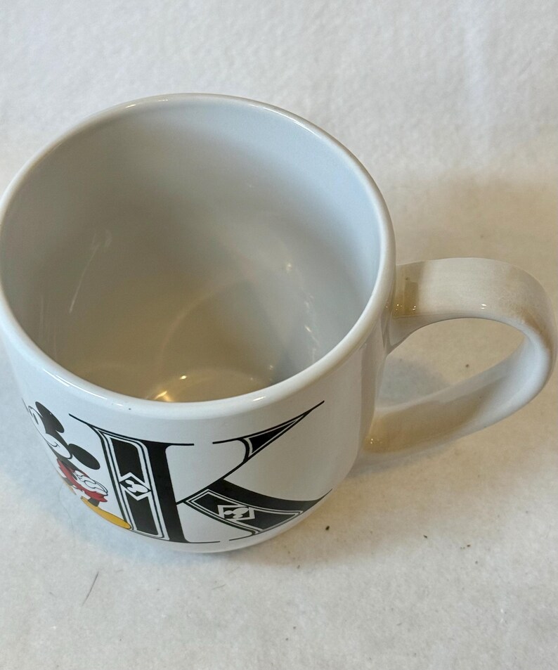 Disney Mickey Mouse collectible coffee mug featuring a large monogrammed letter 'K image 4