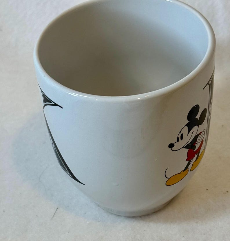Disney Mickey Mouse collectible coffee mug featuring a large monogrammed letter 'K image 2