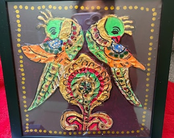 Twin parrots Tanjore Art