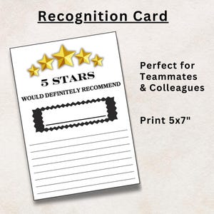 Anerkennung Karte, Wertschätzung, Kudos, Danke, für Kollegen oder Teammate, Instant Download, Print Unlimited 5 x 7 "Karten auf 8,5 x 11""