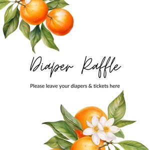 A Little Cutie is on the way! Baby Shower Diaper Raffle Digital Template 8.5&quot; x 11&quot;, Citrus Baby Shower Decor, Little Cutie Diaper Raffle