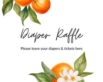 A Little Cutie is on the way! Baby Shower Diaper Raffle Digital Template 8.5" x 11", Citrus Baby Shower Decor, Little Cutie Diaper Raffle
