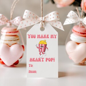 Popcorn Valentine Gift Tag Printable: Classroom Party Favor (Digital Download)