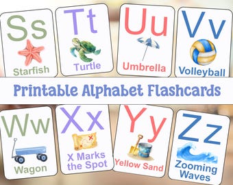 Ocean Themed Alphabet | Printable Alphabet Flashcards | Printable Kindergarten Flashcards | Alphabet ABC Flashcards