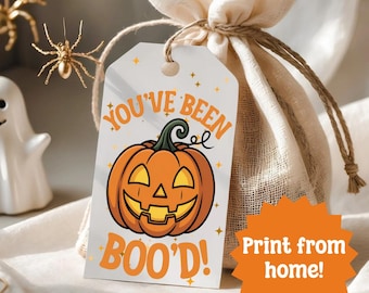 You’ve Been Boo’d Printable Tags | Halloween Treat Tags for Neighbors & Coworkers | Boo Basket PDF | Halloween Gift Tag Download