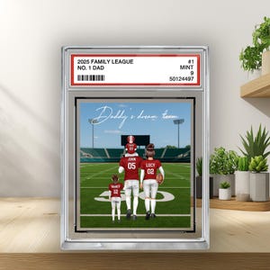 Football n°1 papa grand-père homme et enfants style carte à collectionner personnalisée bloc acrylique, cadeau de fête des pères pour footballeur papa ou mari