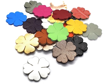 Soft Leather Flower Cutouts: 50 Mixed Color Die Cuts (20mm)