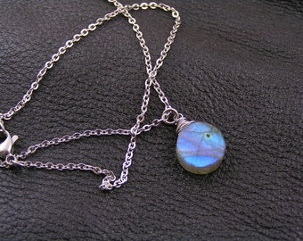 Labradorite A Grade Stainless Steel Necklace