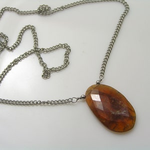 Hessonite Garnet Necklace, Wire Wrapped Gemstone Pendant, Large Garnet Jewelry, Handmade, N1786