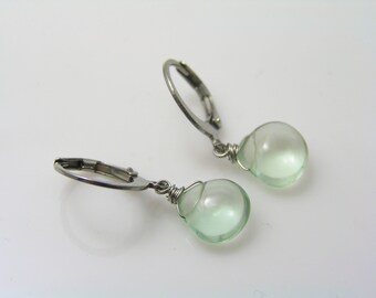 Fluorite Earrings, Green Fluorite Jewelry, Green Earrings, Gemstone Earrings, Gem Jewelry, Earrings Handmade, Hoop Earrings, E2465