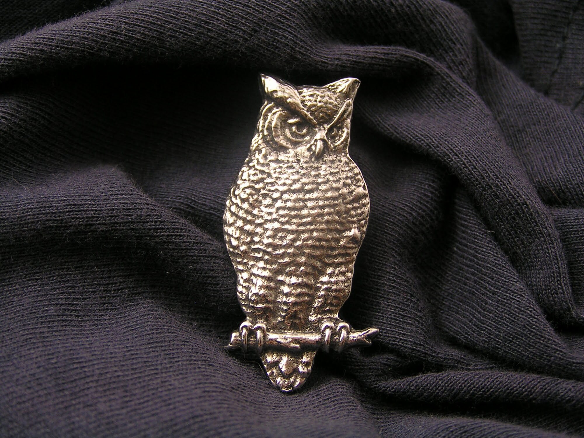 Owl Brooch, Silver Bird Pin, P384