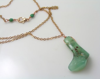 Large Natural Chrysoprase Necklace, Chrysoprase Jewelry, May Birthstone, Birthstone Necklace, Gem Necklace, Gem Jewelry, N1936