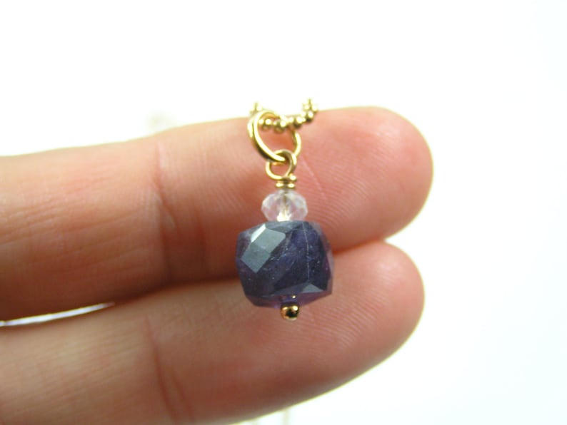 Ball Chain with Iolite Pendant Iolite Necklace Boho Necklace Rose Gold Necklace N2223 Water Sapphire Necklace Iolite Jewelry
