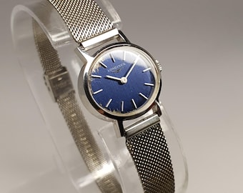 Vintage 1974 Longines Blue Lady (Rare) 10k Gold Filled Bracelet, Swiss-made