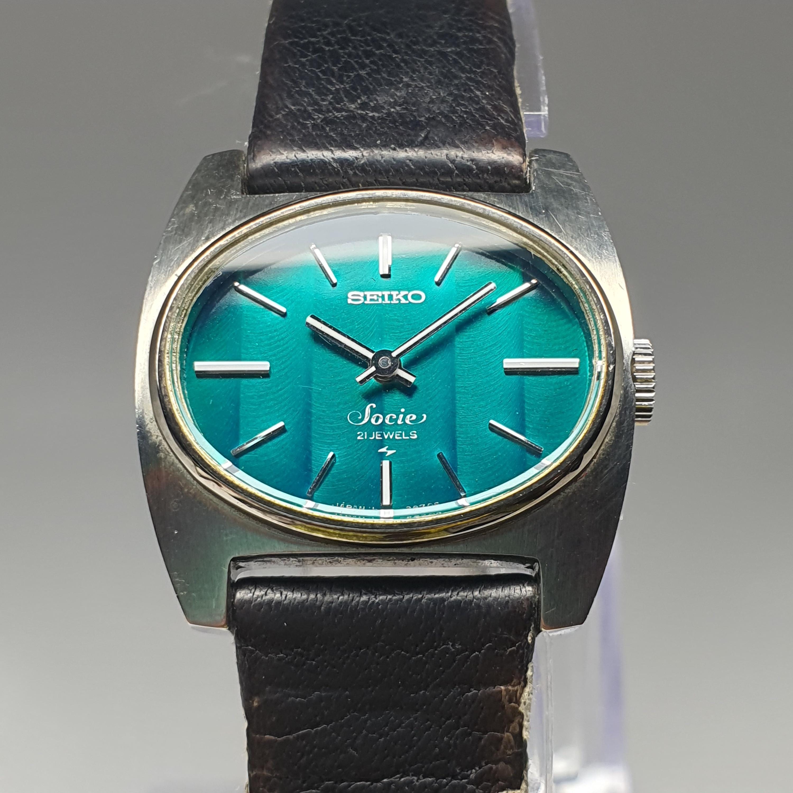 Vintage May 1974 Seiko Socie Geneva Stripe Emerald Dial 11-7950 