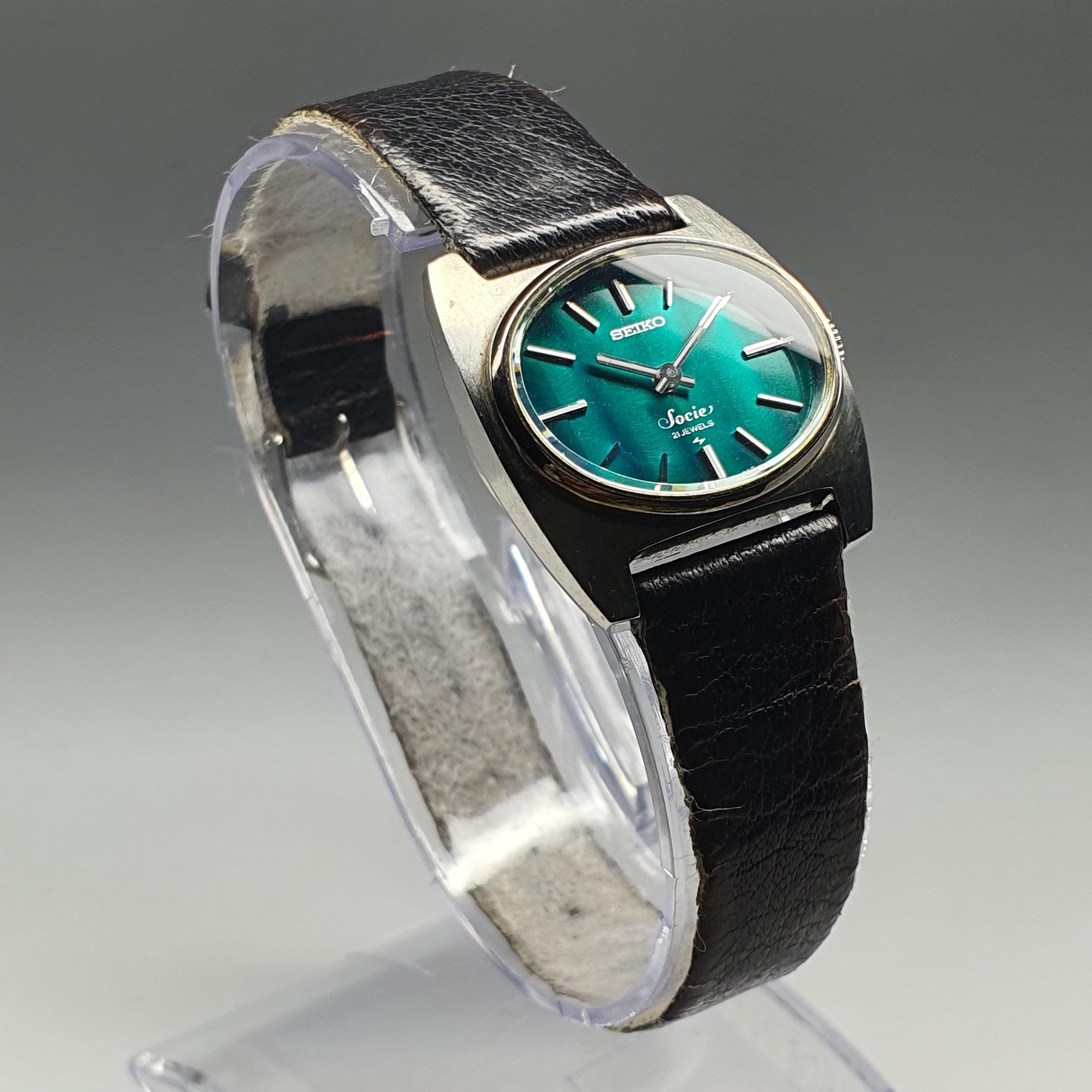 Vintage May 1974 Seiko Socie Geneva Stripe Emerald Dial 11-7950