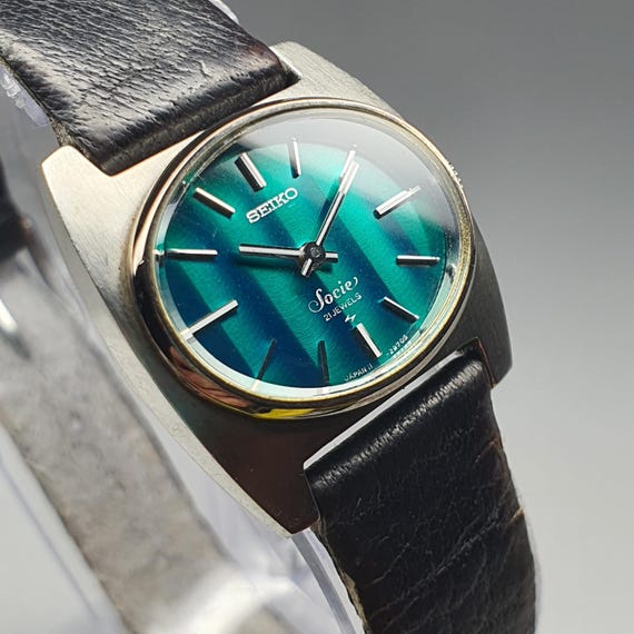 Vintage May 1974 Seiko Socie Geneva Stripe Emerald Dial 11-7950