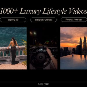 May include: Three images showcasing a luxurious lifestyle. The first image shows a person in a black dress standing on a balcony overlooking the ocean. The second image shows a person driving a car at night. The third image shows a city skyline with a pool in the foreground.