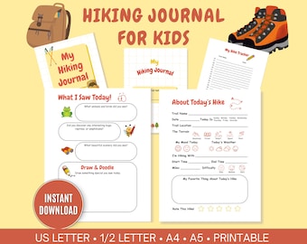 Wandeldagboek voor kinderen | Afdrukbare pdf Digitale download geheugenboek voor kinderen Wandellogboek Trail Notebook voor kinderen Direct downloaden