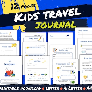 Printable Kids Travel Journal Prompted Vacation Diary for Kids Digital Download Road Trip Memory Book Travel Printables