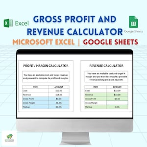 Gross Margin Calculator Excel and Google Sheets – Digital Download to Calculate Gross Profit, Markup, Revenue & Costs for Business Owners