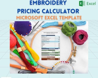 Embroidery Pricing Calculator Excel Template, Price Handmade Products Sheet, Product Pricing Calculator, Pricing Guide Worksheet