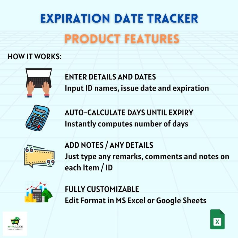 Expiration Date Tracker | Excel & Google Sheets Expiry Log | ID, Permit ...