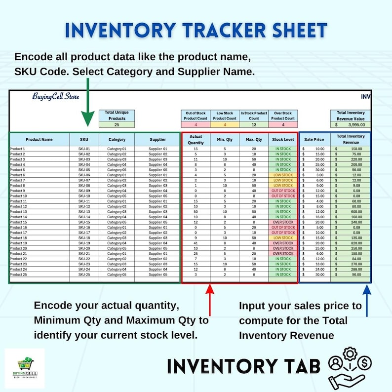 Inventory Tracker Google Sheets & Excel | Automated Stock Management ...