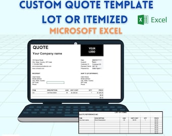 Custom Quote Template Excel | Quote by Lot & Itemized | Business Quotation Generator