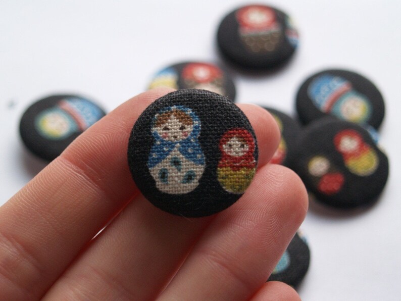 4 Matryoshka Fabric Pin Badges Etsy