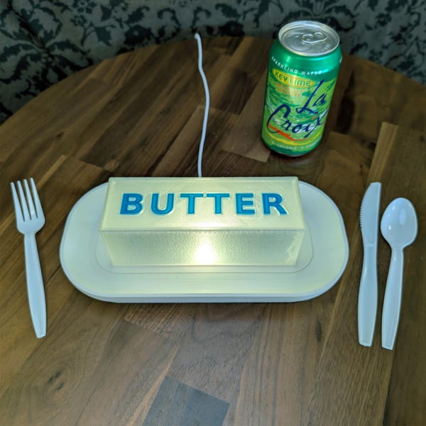 Butter Dish whimsical lamp – 3D Printed Desk Light, Quirky Dopamine Decor, Unique Housewarming Gift