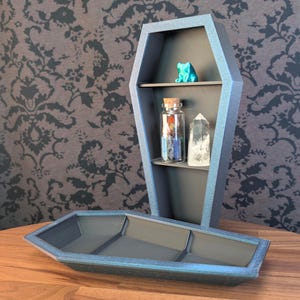 Coffin Trinket Shelf and Desk Organizer with lid