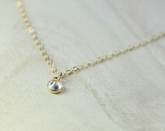 Cubic Zirconia Gemstone Necklace in 14K Gold Filled  | Gold Minimalist Jewelry | Layering Necklace | Gift for Her