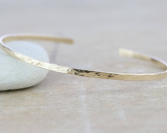 14K Gold Filled Hammered Cuff Bracelet | Minimalist Bangle