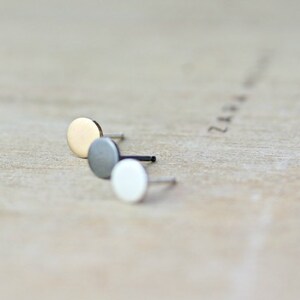 Gold Silver Oxidized Disc Stud Earrings | Set of Three | Minimalist Earrings